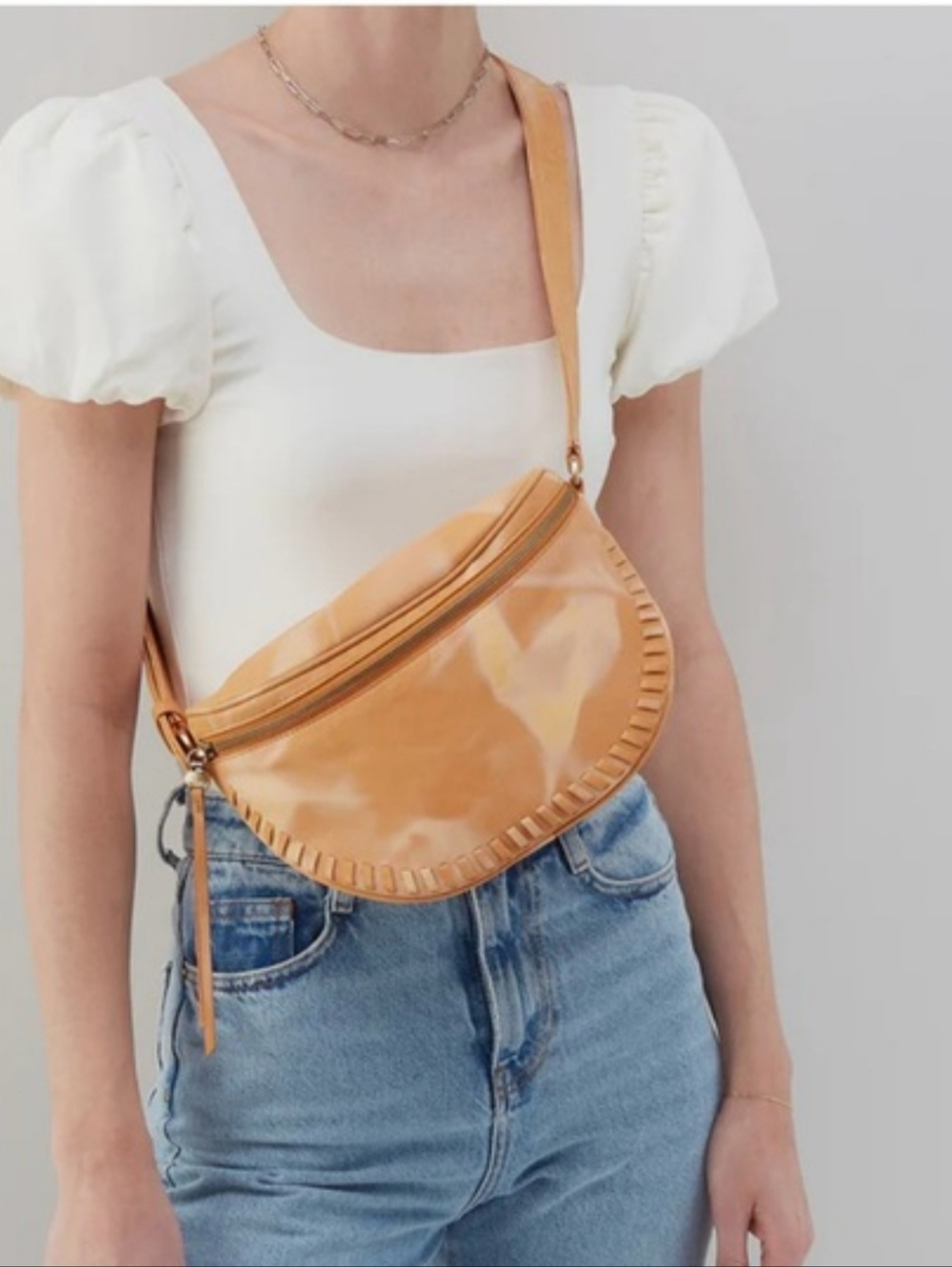 HOBO "Juno" Caramel Leather Belt Bag‎ with Whipstitch Trim